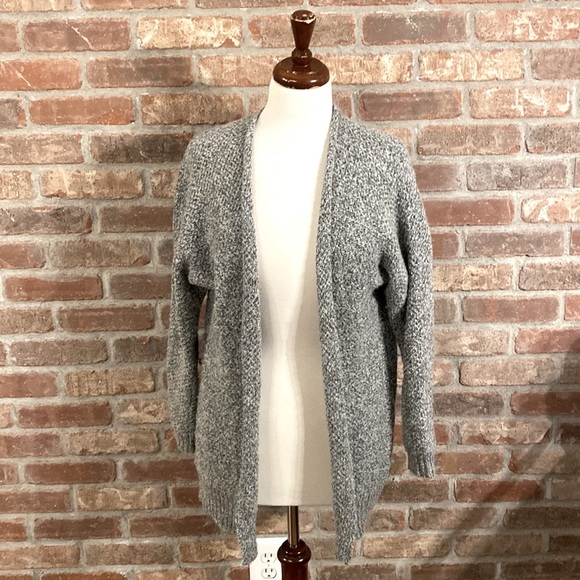 Express XSmall gray and white long cardigan sweater - Picture 1 of 6